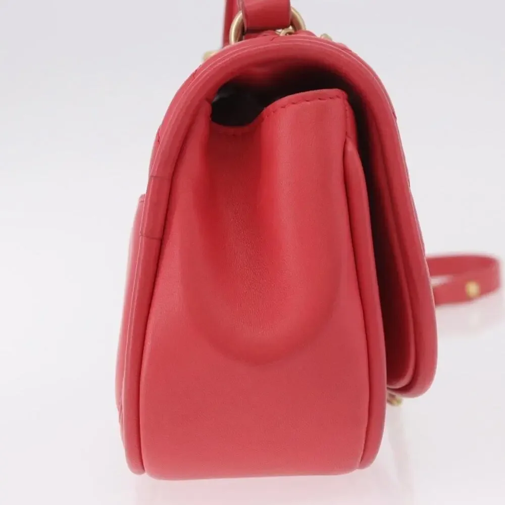 Chanel Chevron V Stitch Handbag Pink Lambskin Leather